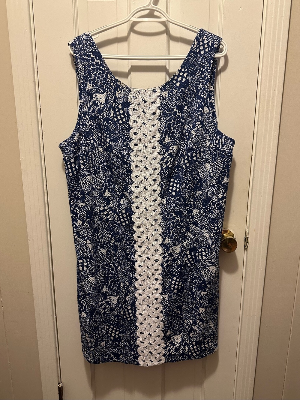 Lilly Pulitzer Navy and White Crochet-Accent Sleeveless Dress